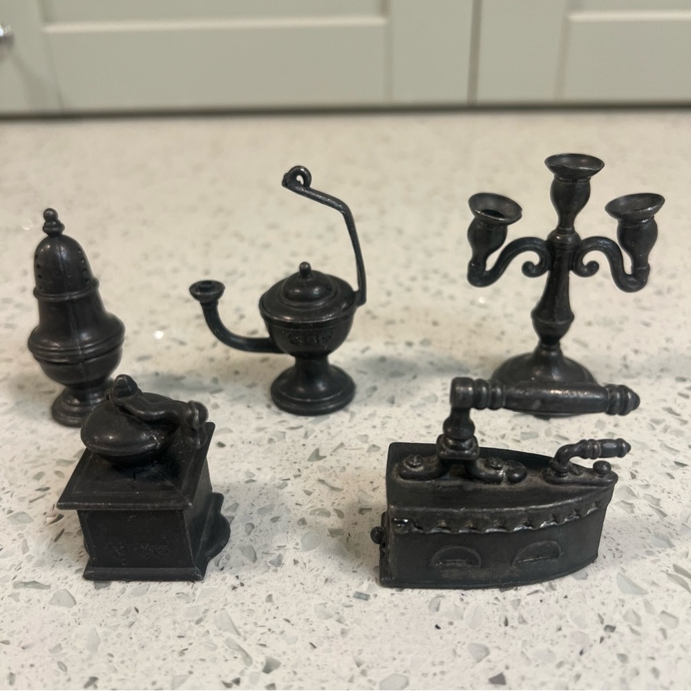 Vintage Holland / Dutch 7 Pc FOCA OOSTERBEEK Dollhouse Pewter Miniatures